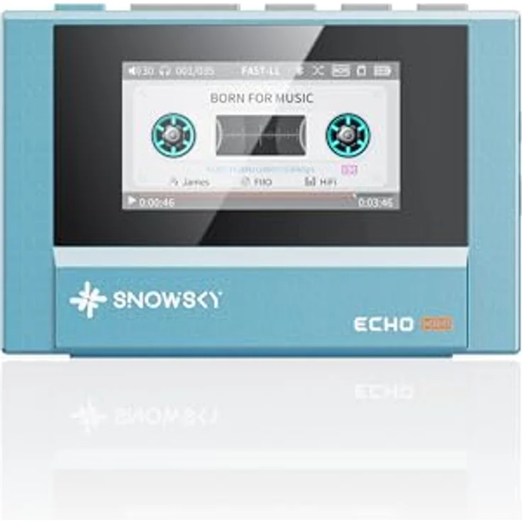 FiiO Echo Mini HiFi Bluetooth MP3-Player, 15 Stunden Wiedergabe, unabhängige Lautstärkeregelung, 3,5 mm/4,4 mm Ausgänge, Retro-Design, SkyBlue – Bild 1