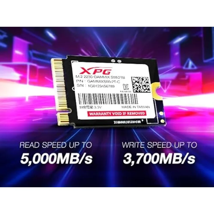 ADATA XPG GAMMIX S55 512GB SSD, NVMe, Lesegeschwindigkeit bis zu 5000 MB/s, Schreibgeschwindigkeit bis zu 3000 MB/s, M.2 2230, SMART-Unterstützung – Bild 3