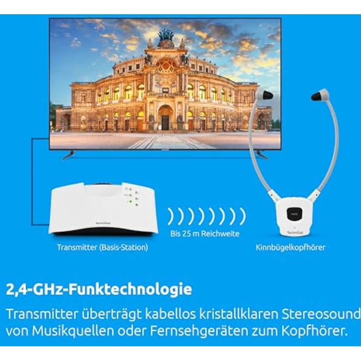 TechniSat STEREOMAN ISI 3 - kabelloser Stereo-Funkkopfhörer für Fernseher und Musikanlagen mit Dockingstation, weiß – Bild 3