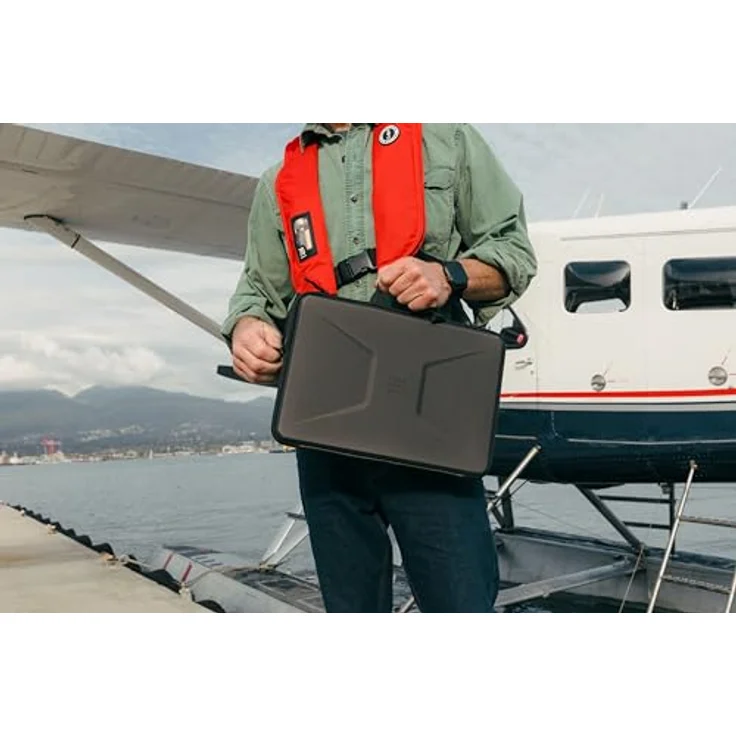 URBAN ARMOR GEAR Civilian Shock Sleeve Laptoptasche 13-14 Zoll, EVA Case mit Mikrovelourslederfutter, Tragegriff und doppelt unkomplizierten Reißverschlüssen, schwarz – Bild 2