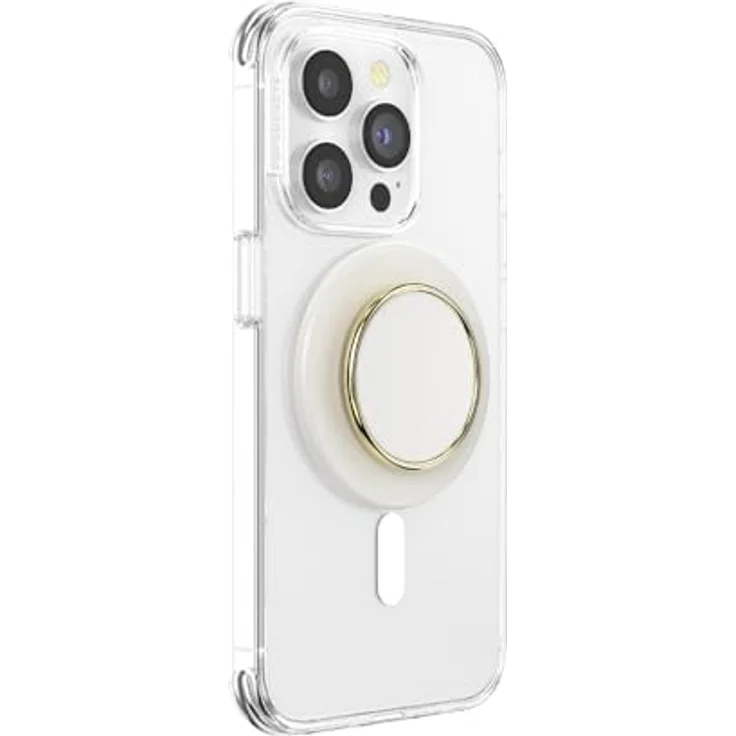 PopSockets runder PopGrip, kompatibel mit MagSafe, inkl. Adapterring, kabelloses Laden, Enamel Coconut Creme – Bild 2