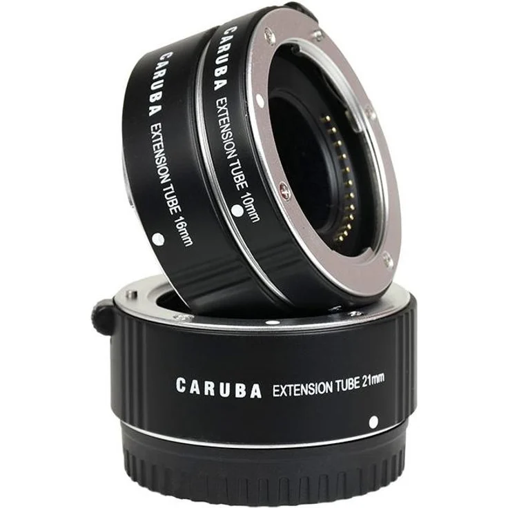 Caruba Extension Tube Set für Nikon 1 Serie, 3-teiliges Aluminium Makro-Zwischenring Set mit 10 mm, 16 mm und 21 mm, Silber