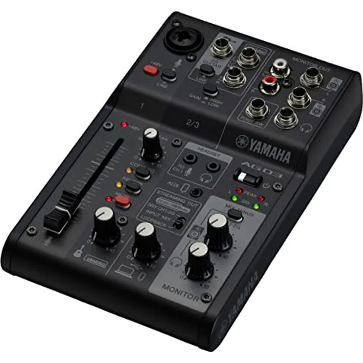 Yamaha AG03MK2 3-Kanal-Live-Streaming Mischpult mit USB-Audio-Interface – Für Windows, Mac, iOS und Android – In Schwarz
