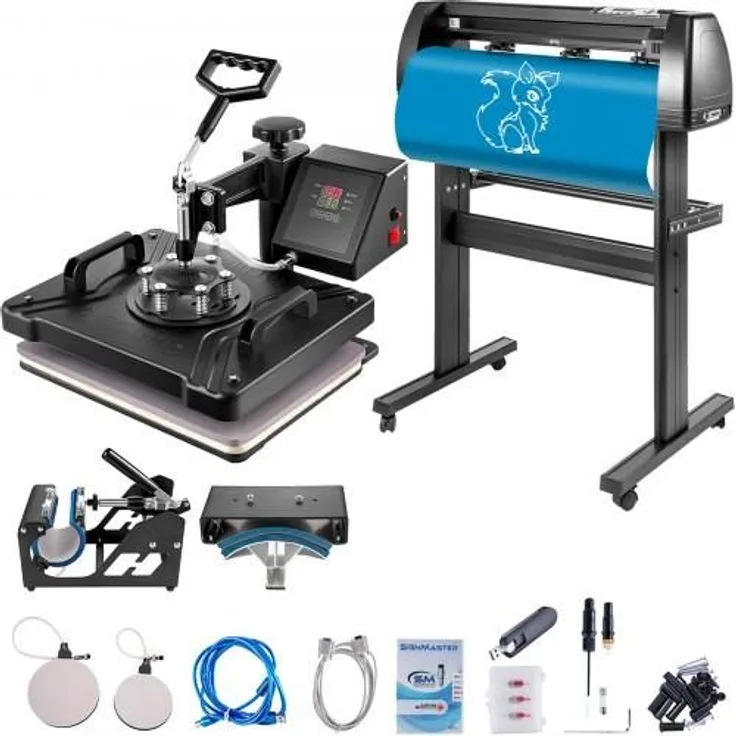 VEVOR 5-in-1-Hitzepresse-Transfermaschine 12x15 Zoll mit 34-Zoll-Vinyl-Schneideplotter, Kunsthandwerksdrucker, 1200 W Leistung, Temperaturbereich 200-450 °F, präzise Steuerung