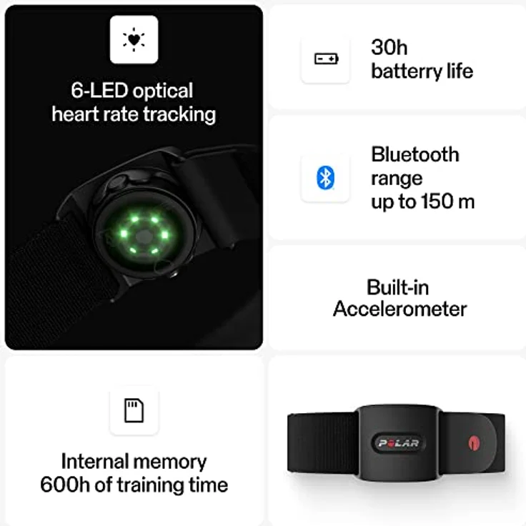 Polar Verity Sense, optisches Herzfrequenzmessgerät mit Bluetooth, ANT+ und internem Speicher, Rot – Bild 5