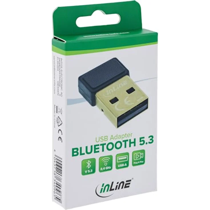 InLine Bluetooth 5.3 USB Adapter, treiberlos Plug-and-Play, 20m Reichweite, Realtek-Chipsatz, unterstützt A2DP PAN HFP, für Windows 8.1 10 11, 41322B – Bild 3