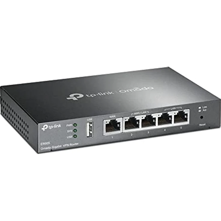 TP-LINK ER605 5 Port Dual/Multiple WAN VPN Router(bis zu 4 Gigabit WAN Ports, hochsicheres VPN, Omada SDN, zentrales Management, intelligente Überwachung, Firewall) schwarz, ideal für Büronetzwerk – Bild 3