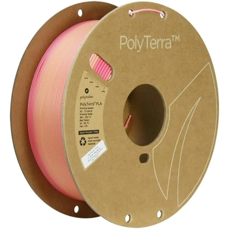 Polymaker Polyterra PLA Gradient 1.75mm 1kg, 3D-Druckmaterial in Pink-Peach mit nachhaltiger Bioplastikformulierung und mattem Oberflächenfinish – Bild 5