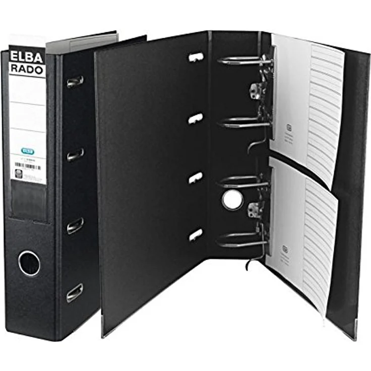 ELBA Aktenordner Doppelordner rado plast 75mm PVC/PVC schwarz, schmutz- und feuchtigkeitsabweisend, für 2 x DIN A5 quer – Bild 2