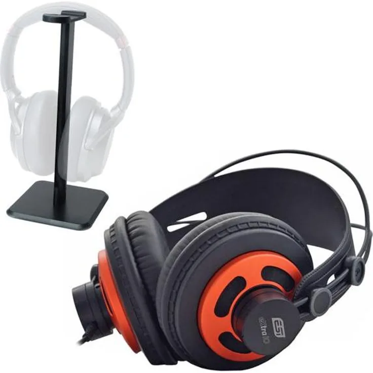 ESI Extra10 Studio-Kopfhörer mit Stativ (Kabelgebunden), Kopfhörer, 50mm Neodym-Treiber, dSONIQ Realphones Software, Schwarz