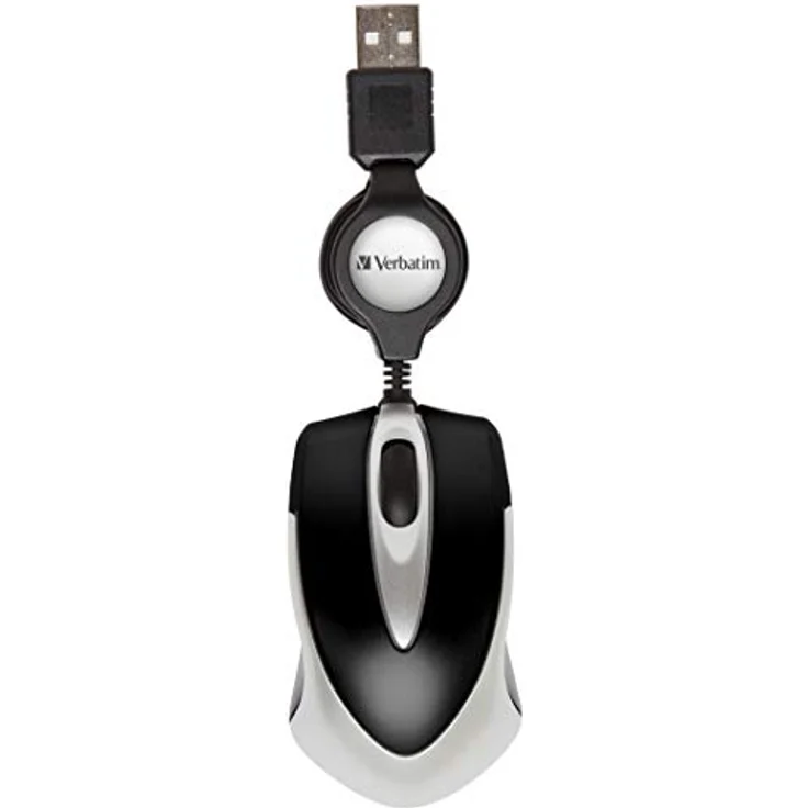 Verbatim Go-Mini optische Travel-Maus, kleine Computermaus mit einziehbarem Kabel, USB-A, USB-Maus mini mit 1000 dpi, für Laptop, Notebook, PC und MAC, kompaktes Design, schwarz – Bild 1