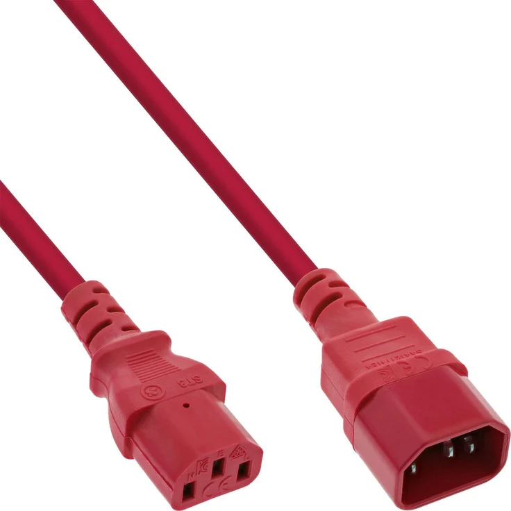 InLine Verlängerungskabel C13 auf C14, 1m, rot, 55er Bulk-Pack, hohe Qualitätsstandards
