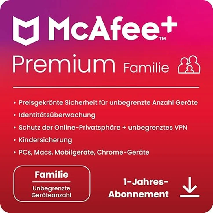 McAfee+ Premium - Family 2024 | 20 Gerät | 1 Benutzer | 12 Monate | Aktivierungscode per Email – Bild 1