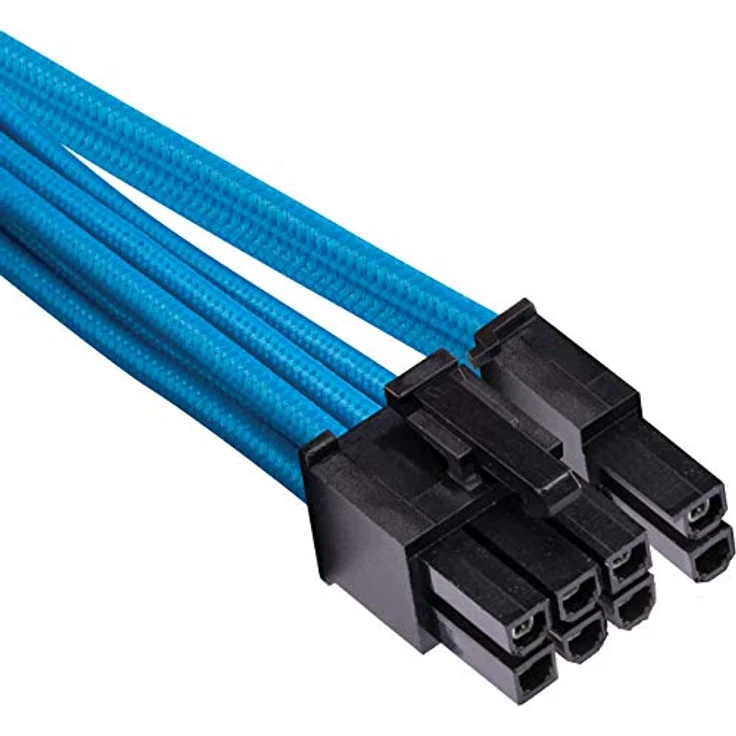 Corsair Premium individually sleeved (Type 4, Generation 4) - Stromkabel - 8-poliger PCIe Power (W) eingerastet bis 8-poliger PCIe Power (6+2) (W) eingerastet - 65 cm - Blau (Packung mit 2) (CP-8920253) – Bild 2