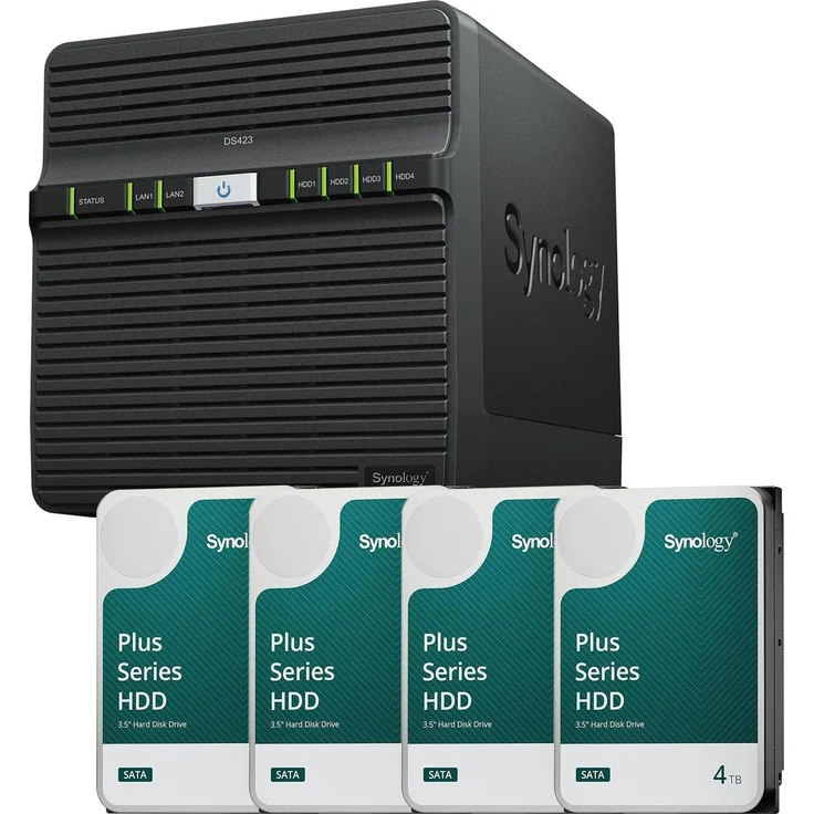 Synology DiskStation DS423, 4 Einschübe NAS-Server Leergehäuse mit 4x 3.5" SATA 6Gb/s Unterstützung