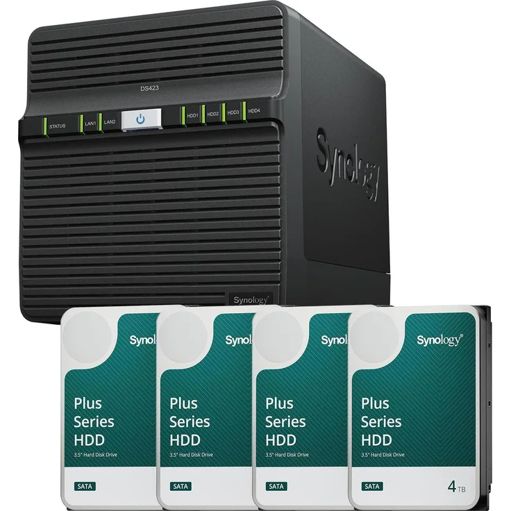Synology DiskStation DS423, 4 Einschübe NAS-Server Leergehäuse mit 4x 3.5" SATA 6Gb/s Unterstützung