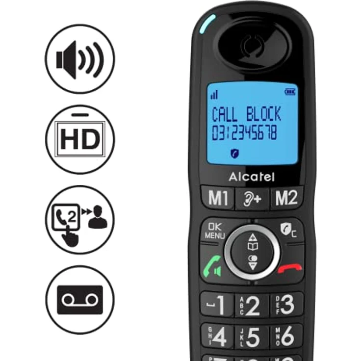 Alcatel XL595 Voice Trio schnurloses Großtastentelefon mit DREI Mobilteilen und Anrufbeantworter extra großes Festnetztelefon für zuhause mit Anrufschutz – Bild 3