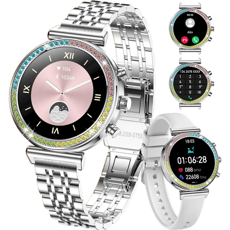 TAYSHILEY Damen Smartwatch mit Bluetooth Anruf, 1.25" HD Display, IP67 wasserdicht, Herzfrequenz & SpO2, über 100 Sportmodi, personalisierbare Zifferblätter