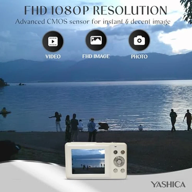Yashica DigiPix 100, Digitalkamera in Weiß mit 44 MP Auflösung, 16X Zoom und HD-Videoaufnahme – Bild 5