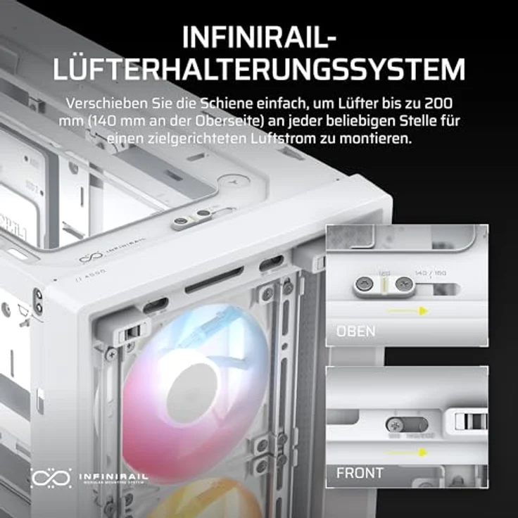 CORSAIR Frame 4000D RS ARGB Modulares Mid-Tower ATX PC-Gehäuse – Hoher Luftstrom, 3X Vorinstallierte RS ARGB-Lüfter, ASUS BTF, MSI Project Zero, Gigabyte Project Stealth – Weiß – Bild 5