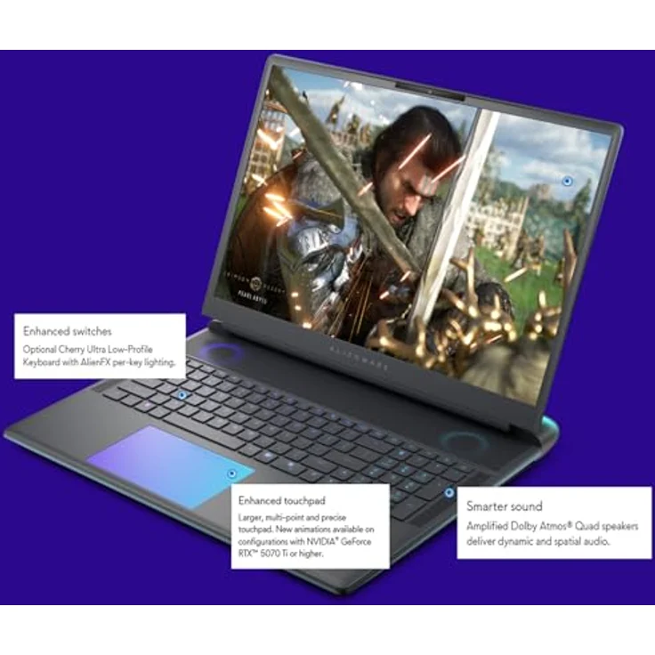 Dell Alienware 18 Area-51 U9-275HX, 18 Zoll Gaming-Notebook mit 2560 x 1600 WQXGA Display, Intel Core Ultra 9, NVIDIA GeForce RTX 5090, 64 GB RAM, 2 TB SSD, Schwarz – Bild 4