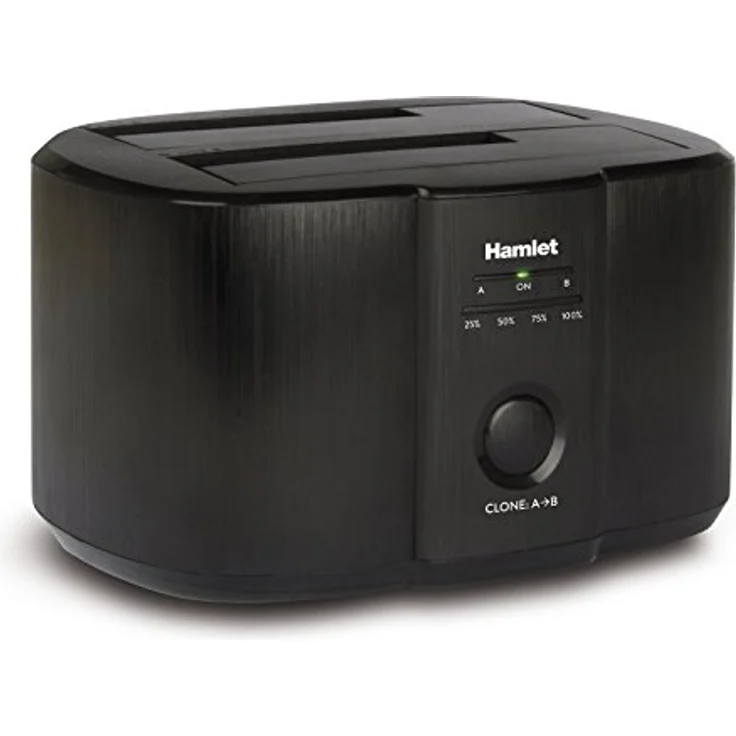 Hamlet hxdd2535cln, Externe Festplattenbox für zwei 2,5/3,5 Zoll SATA-Festplatten, Schwarz, mit USB 3.0 und HD-Klonfunktion – Bild 1