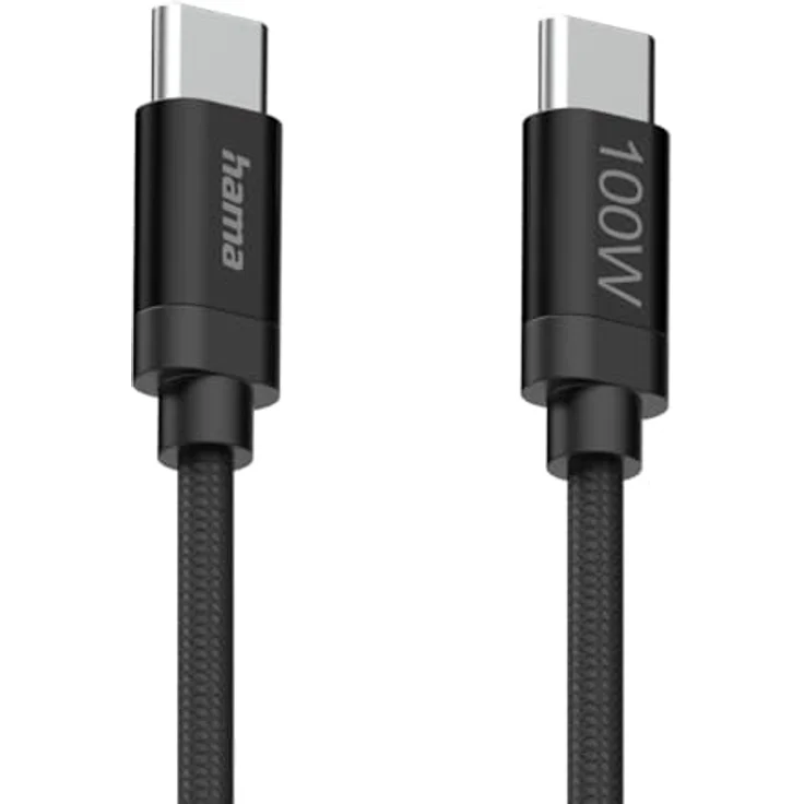 Hama Fabric USB-C Kabel, 0,48 Gbit/s, 100W, 1,5 m, Schwarz – Bild 3