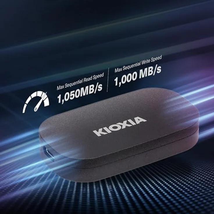 Kioxia EXCERIA PLUS G2 1000 GB Portable SSD USB 3.2 Gen2 Type C, schnelle Lesegeschwindigkeiten bis zu 1.050 MB/s, kompakt und leicht – Bild 3