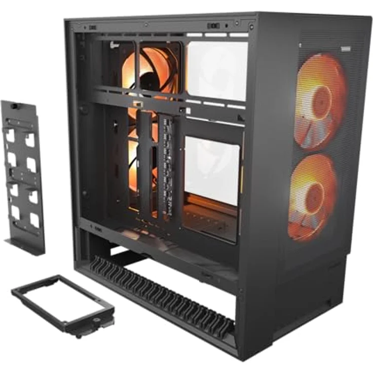 Cougar OmnyX Midi-Tower, ARGB, Schwarz, mATX/Mini-ITX/ATX, mit Omnidirectional Dynamic Flow System und zwei Glasfenstern – Bild 6