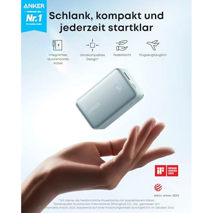 Anker Nano Powerbank, 10.000mAh Externer Akku mit 45W Max und 70cm Einzugskabel, Smart-Display, für iPhone 17/16, iPad, Galaxy, Pixel und mehr – Bild 2