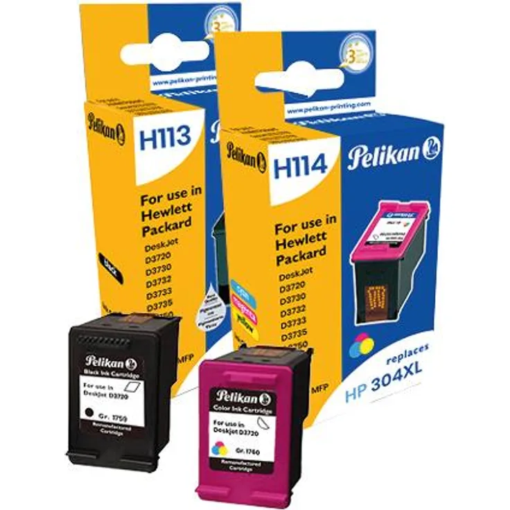 Pelikan N9K08AE 304XL Multi-Pack Druckerpatronen, Schwarz und Tri-Color (Magenta, Cyan, Gelb)