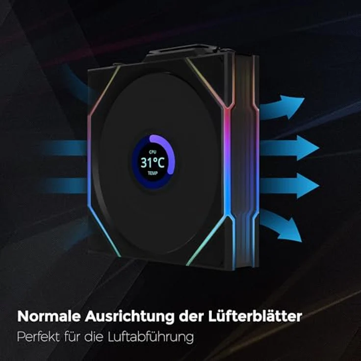 Lian Li UNI FAN TL Wireless LCD PC Lüfter 120mm RGB Schwarz - PWM Lüfter, hoher Airflow, Vibrationsarm, Leise – Bild 2