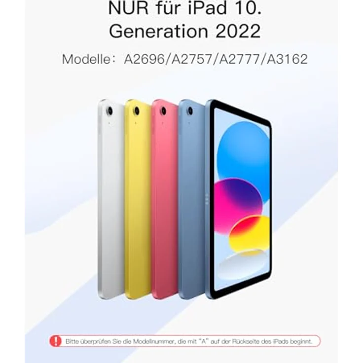 Inateck Hülle mit Tastatur für iPad 10 Generation, Touchpad, 7-Farbige Hintergrundbeleuchtung, QWERTZ, KB04112 – Bild 2