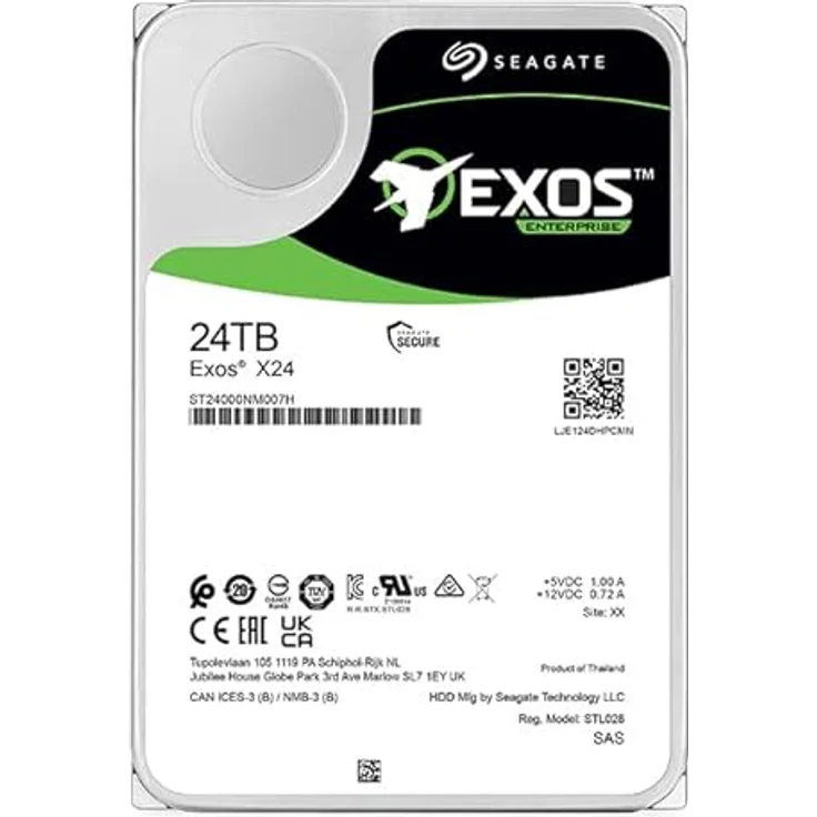 Seagate Exos X24 ST24000NM007H Enterprise Interne Festplatte, 24 TB, 12 GB/s SAS, 7200 U/min, 2,5 m MTBF – Bild 2