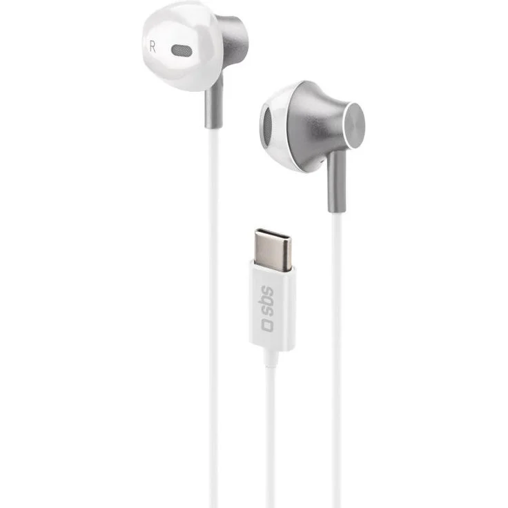 SBS Metal Pro Semi In-Ear Kopfhörer mit USB-C-Anschluss, weiß