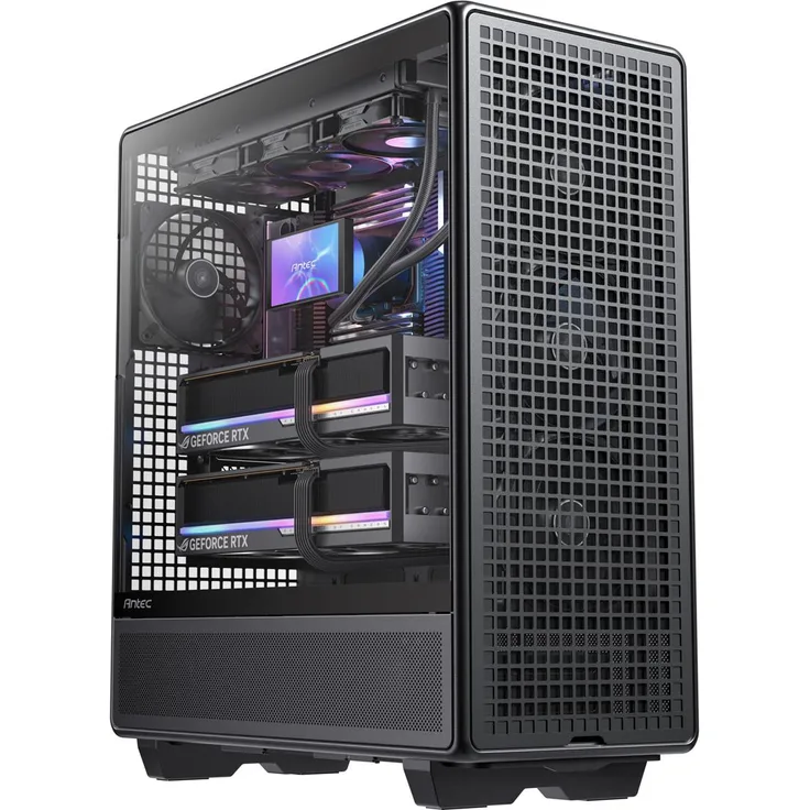 Antec 900 PC Gehäuse ATX Full Big Tower, schwarz, 6 Lüfter, seitliches Glaspanel, Anti-Staubfilter, 4x 3.5" und 5x 2.5" Einschübe
