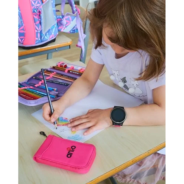 Anio Smartwatch Mäppchen, Schutztasche für Kinder-Smartwatches mit Reißverschluss, blau, Innenfach für Notfallzettel – Bild 7