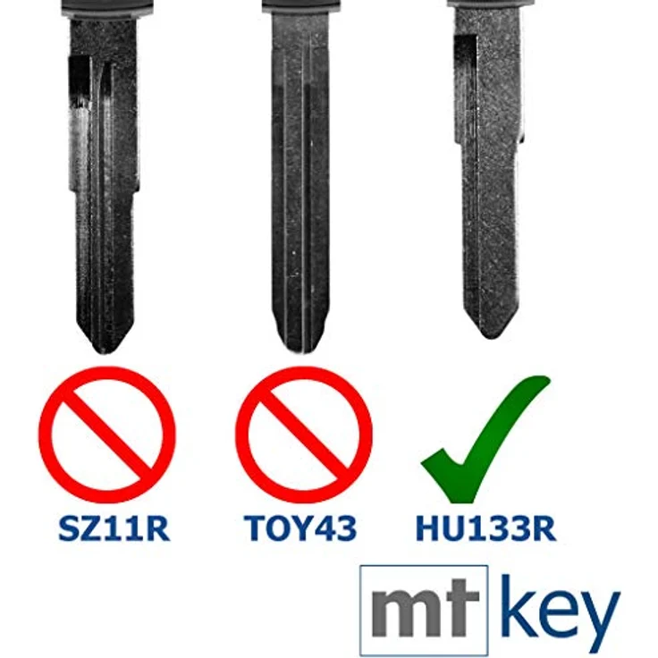 mt-key Auto Schlüssel 2 Tasten mit HU133R Rohling und VARTA CR1620 Knopfzelle, kompatibel mit Opel Agila, Suzuki SX4, Alto, Swift, Splash – Bild 2
