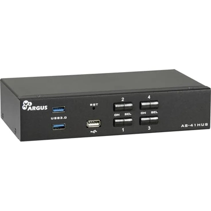 Intertech IPC KVM Switch AS-41HUS, 4-Port KVM Switch mit 4K@60Hz Auflösung, Schwarz – Bild 1