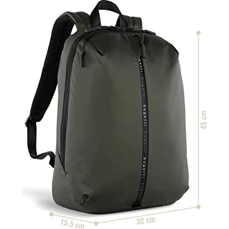 bugatti blanc Rucksack, Freizeit-, Daypack- und Arbeitsrucksack bis 15", mit gepolstertem Laptopfach, 32x15,5x45 cm, olive – Bild 2