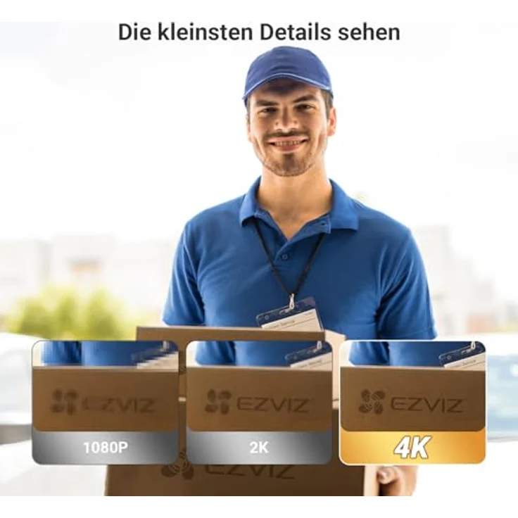EZVIZ EP4, 4K WLAN Türspion mit 5,5-Zoll-Farbbildschirm, 155° Weitwinkel, 7,100mAh Akku, KI-Personenerkennung, PIR Sensor, Silber – Bild 4