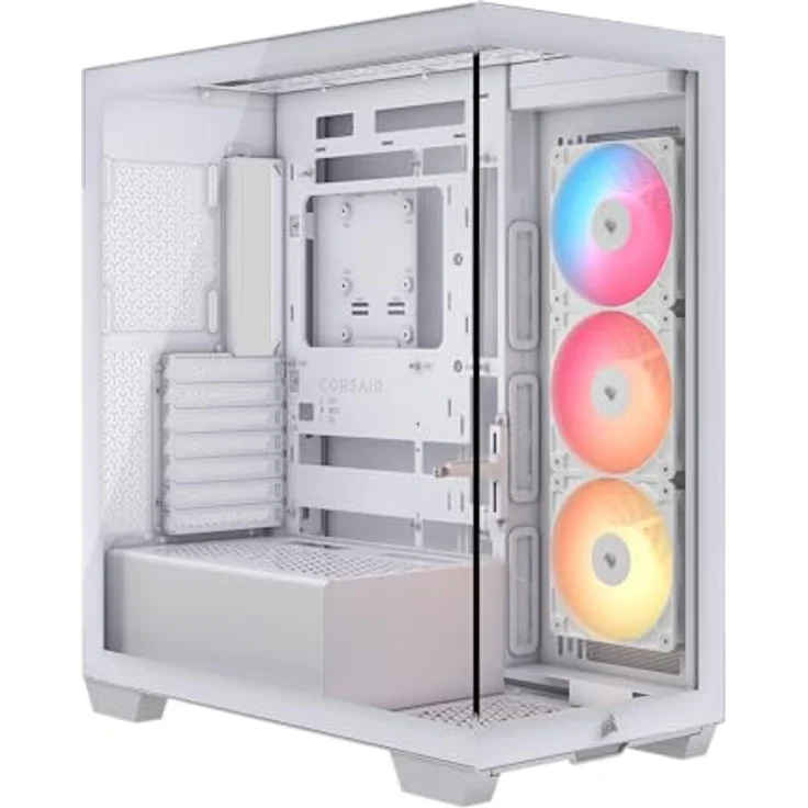 Corsair 3500X RS-R ARGB Mid-Tower-PC-Gehäuse, 3 vorinstallierte RS120-R ARGB-Lüfter, Platz für bis zu 10 Lüfter, kompatibel mit Motherboards mit rückseitigem Anschluss, Weiß – Bild 1