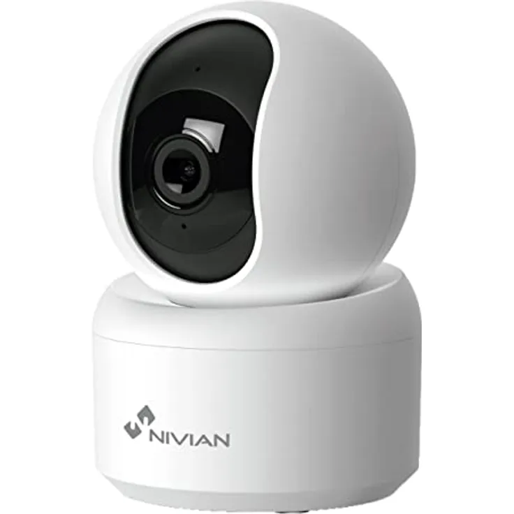 NIVIAN WLAN‑Innenkamera 360° SuperHD 2K mit Nachtsicht, Zwei‑Wege‑Audio, Menschenerkennung & Auto‑Tracking, MicroSD (Nicht enthalten)