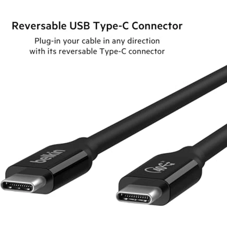 Belkin Zertifiziertes Thunderbolt 4 Kabel (1 m 3,3 FT), USB-Typ-C-Anschluss mit 100 W Power Delivery PD fähig, USB 4 konform - MacBook Pro, eGPU - 1 Meter - Schwarz – Bild 5