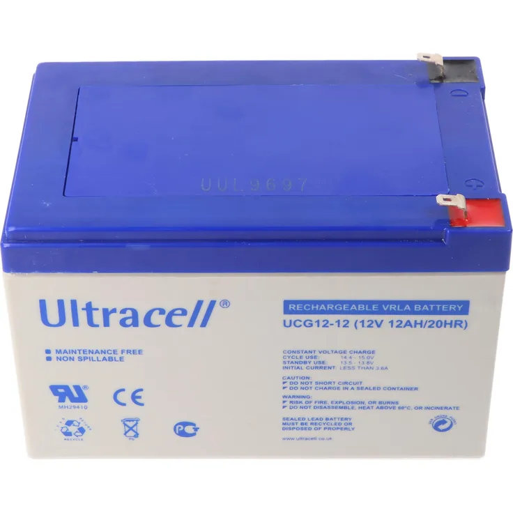 Ultracell UCG12-12, 12V 12Ah zyklenfester Bleiakku AGM Gel, ideal für Golf-Caddy und medizinische Anwendungen