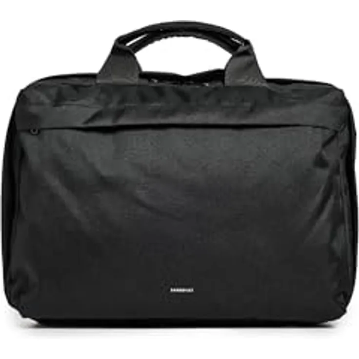 Sandqvist Go Briefcase, Aktentasche aus wasserabweisendem Polyester für Notebooks, Schwarz