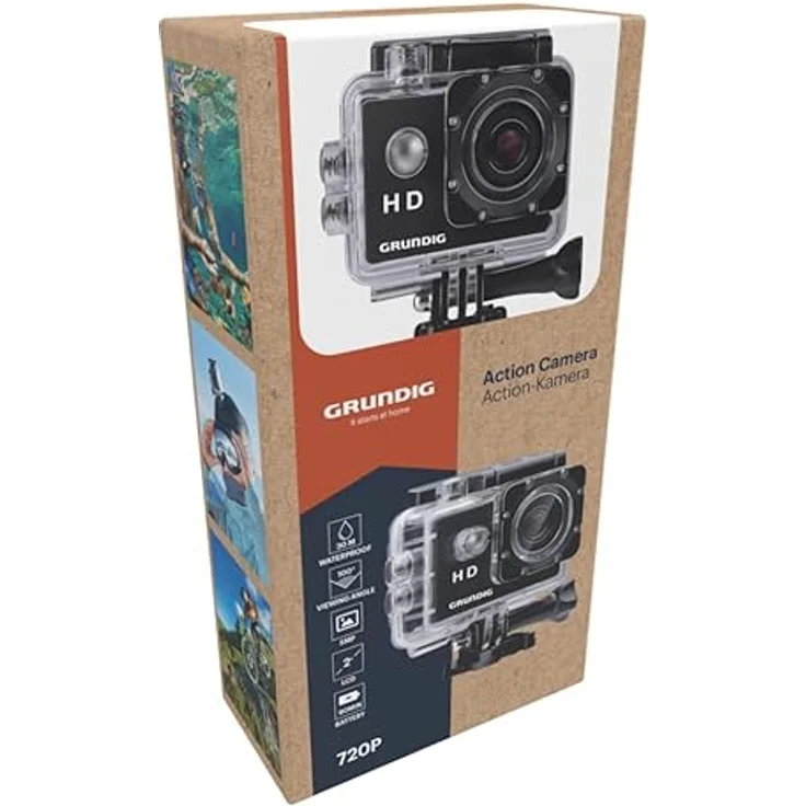 Grundig Action Cam 720P, wasserdichte Unterwasserkamera mit 100°-Weitwinkel und 90 Minuten Akkulaufzeit, Schwarz – Bild 5
