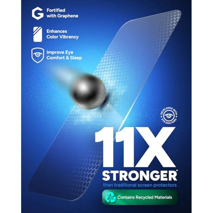 ZAGG InvisibleShield Glass XTR4, Displayschutz aus gehärtetem Glas für iPhone 16 und iPhone 15 [6.1-Inch], Hüllentauglich, Blaulichtfilter, einfache Installation, Graphen verstärkt, stoßfest, Schwarz – Bild 3