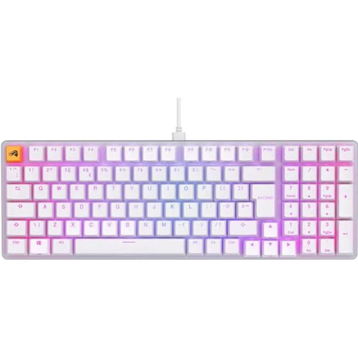 Glorious Gaming GMMK 2 Full Size (96%) – Mechanisches Gaming-Keyboard, Aluminiumrahmen, anpassbar, Doubleshot-Kappen, Fox Schalter, tastenweise RGB, Englisch QWERTY Layout - Weiß