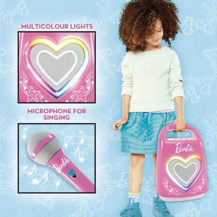 Lisciani Barbie Party - Partymaker, tragbarer Bluetooth-Lautsprecher für Kinder, pink und weiß – Bild 8